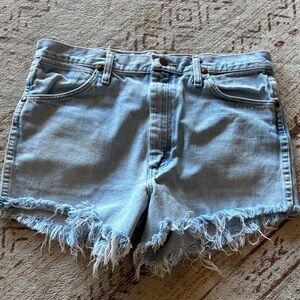 Wrangler Light Blue Frayed Jean Shorts